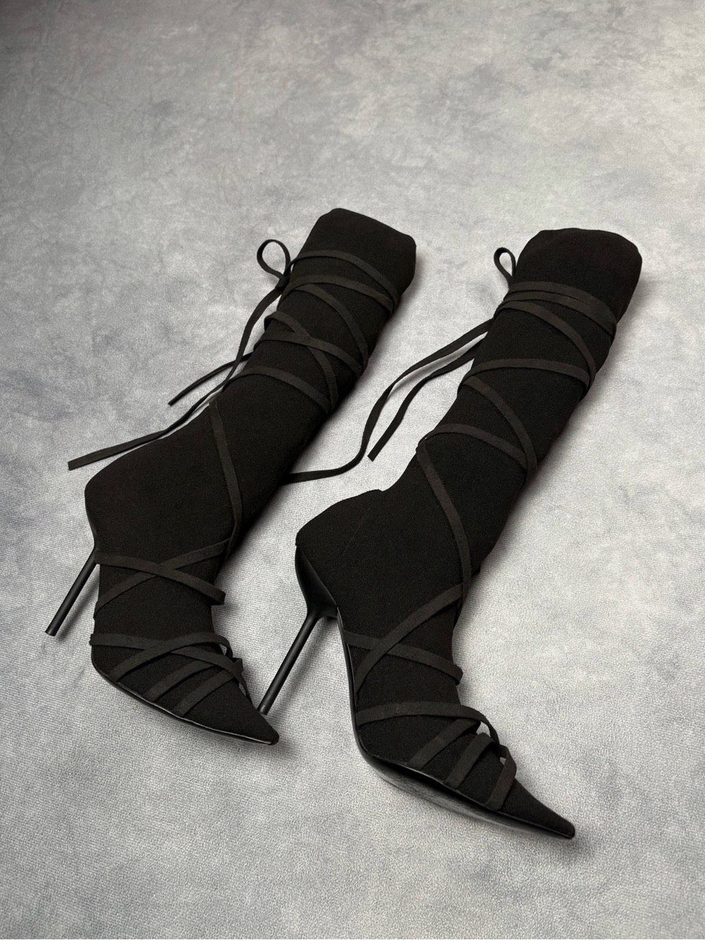 Unravel Project by Ben Taverniti Black Lace Up High Stiletto Sock Boots RRP1600$ - Picture 4 of 16